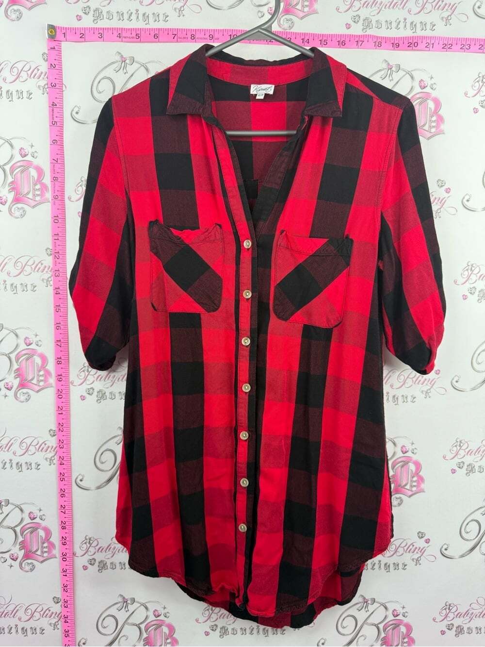 Kismet Red & Black Plaid Button-Front Women's Shirt